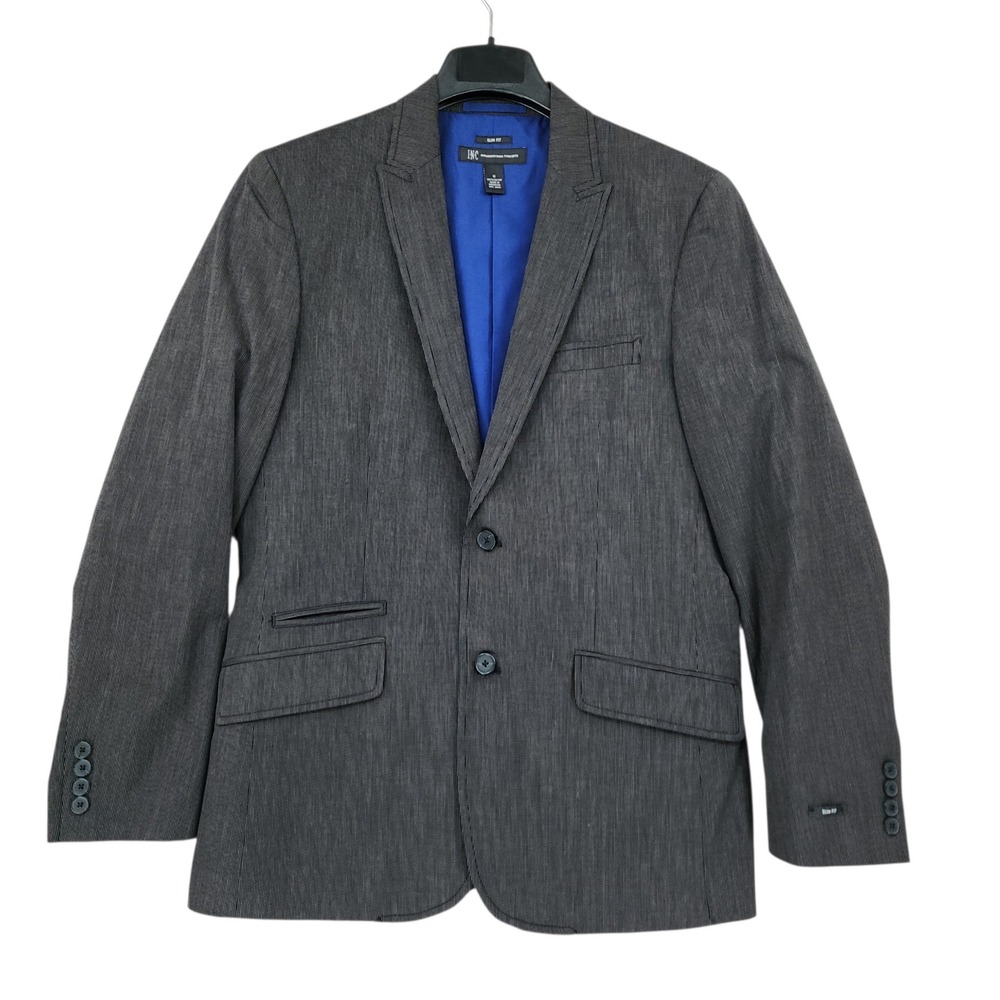 INC International Concepts Blazer Med Gray Slim Fit Ribbed Cotton Sport Coat NEW